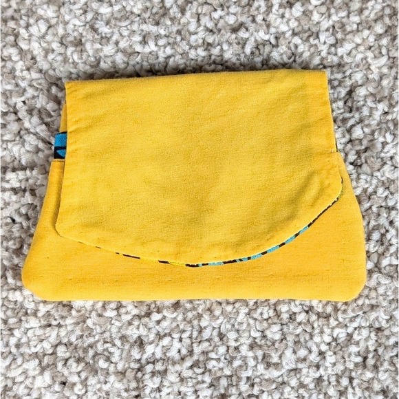 Pocket Wallet Handmade Clutch Card Holder Small Purse Yellow Flower - Picture 1 of 6